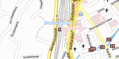 Stadtplan Bahnhof Gdańsk Główny Danzig